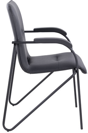 Кресло для приемных и переговорных BRABIX "Samba CF-107", черный каркас, кожзам черный, собранное, 533189