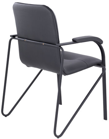 Кресло для приемных и переговорных BRABIX "Samba CF-107", черный каркас, кожзам черный, собранное, 533189