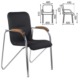 Кресло для приемных и переговорных BRABIX "Samba CF-105 BOX-2", хром, орех (D-8), черный, разобрано, 532761