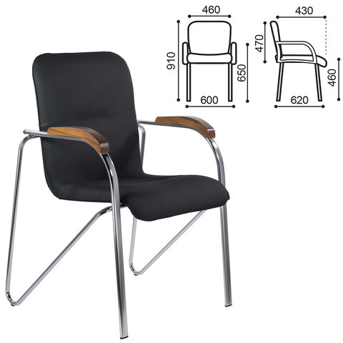 Кресло для приемных и переговорных BRABIX "Samba CF-105 BOX-2", хром, орех (D-8), черный, разобрано, 532761