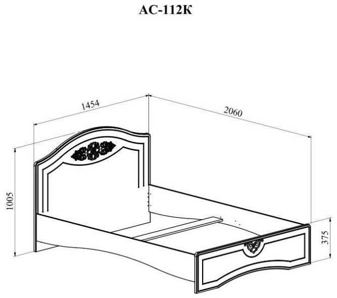 Кровать Ассоль АС-(111К-113К) белое дерево