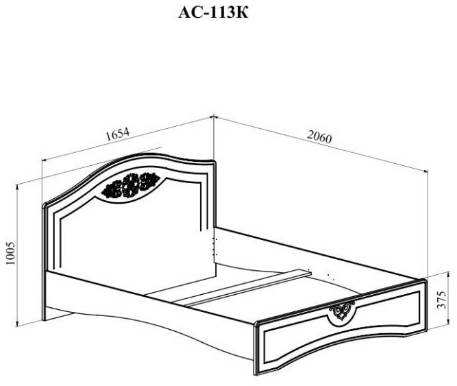 Кровать Ассоль АС-(111К-113К) белое дерево