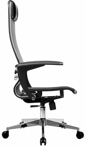 Кресло офисное МЕТТА "К-4-Т" хром, прочная сетка, сиденье и спинка регулируемые, черное