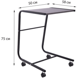 Стол BRABIX "Smart CD-012", 500х580х750 мм, ЛОФТ, на колесах, металл/ЛДСП ясень, каркас черный, 641881