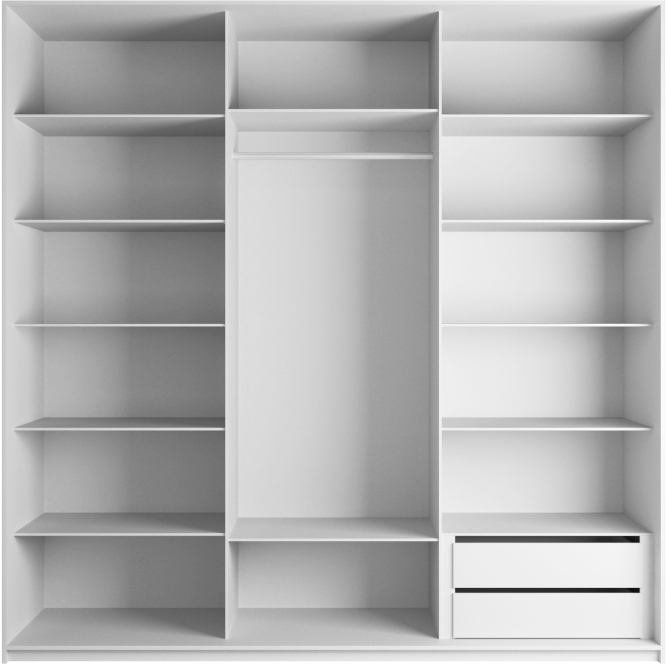 Шкаф-купе Эста 3-х дверный Комби (Зеркало, Стекло Барокко) Белый снег