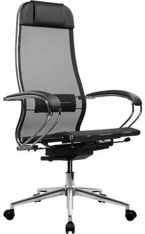 Кресло МЕТТА "ErgoLife" 10 B1-104K, хром, синхромеханизм, прочная сетка, черное