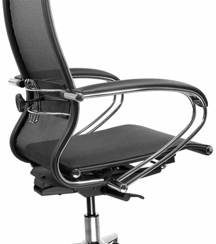 Кресло МЕТТА "ErgoLife" 10 B1-104K, хром, синхромеханизм, прочная сетка, черное