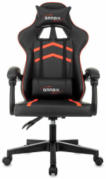 Кресло компьютерное BRABIX "Shooter GM-123", 2 подушки, экокожа, черное/красное, 533190