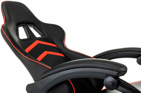 Кресло компьютерное BRABIX "Shooter GM-123", 2 подушки, экокожа, черное/красное, 533190