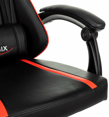 Кресло компьютерное BRABIX "Shooter GM-123", 2 подушки, экокожа, черное/красное, 533190