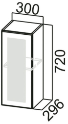 Шкаф навесной со стеклом Ш300с Грейвуд