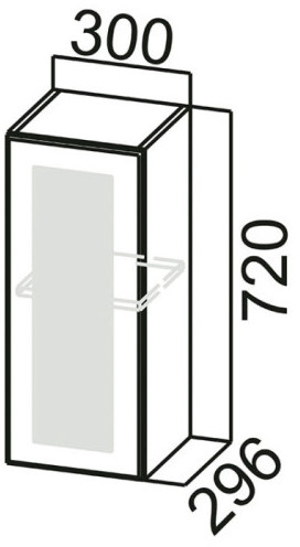 Шкаф навесной со стеклом Ш300с Грейвуд
