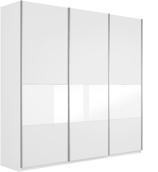 Шкаф-купе Прайм широкий 3-х дверный (ЛДСП/Стекло белое) Белый снег