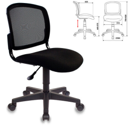 Кресло оператора CH-296NX без подлокотников, черное, 956343