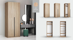 Шкаф Локер 2-х дверный (Гармошка Push to Open) Сонома