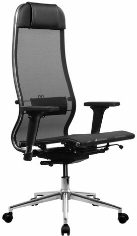 Кресло МЕТТА "ErgoLife" 10 B1-104D, хром, синхромеханизм, 2D-подлокотники, прочная сетка, черное