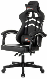 Кресло компьютерное BRABIX "Shooter GM-123", 2 подушки, экокожа, черное/белое, 533191
