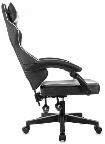 Кресло компьютерное BRABIX "Shooter GM-123", 2 подушки, экокожа, черное/белое, 533191