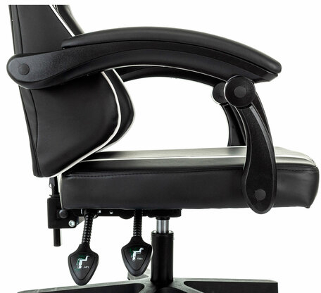 Кресло компьютерное BRABIX "Shooter GM-123", 2 подушки, экокожа, черное/белое, 533191