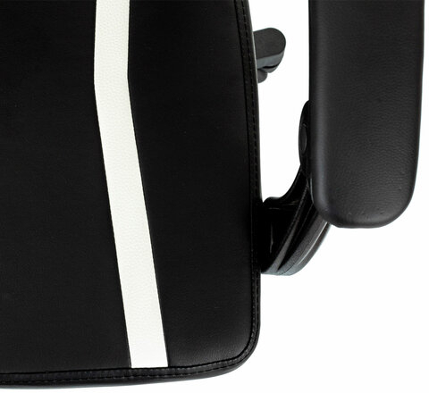 Кресло компьютерное BRABIX "Shooter GM-123", 2 подушки, экокожа, черное/белое, 533191