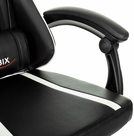 Кресло компьютерное BRABIX "Shooter GM-123", 2 подушки, экокожа, черное/белое, 533191