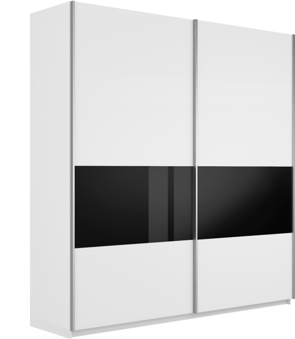 Шкаф-купе Прайм широкий 2-х дверный (ЛДСП/Стекло черное) Белый снег