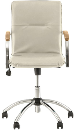 Кресло "Samba GTP", деревянные накладки, хром, кожзам бежевый