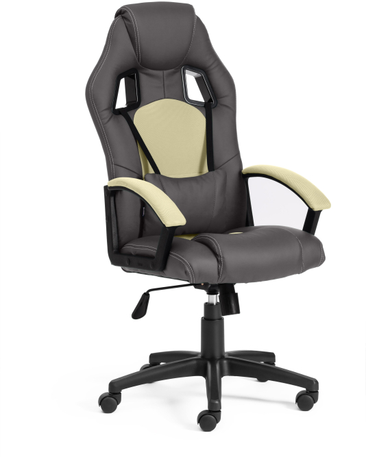 Кресло DRIVER кож/зам/ткань, металлик/фисташковый, 36/25