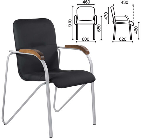 Кресло для приемных и переговорных BRABIX "Samba CF-106 BOX-2", серый, орех (D-8), черный, разобрано, 532763