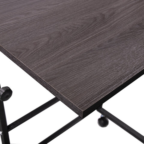 Стол BRABIX "Smart CD-013", 600х420х745-860 мм, ЛОФТ, регулируемый, колеса, металл/ЛДСП ясень, каркас черный, 641883