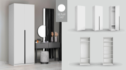 Шкаф Локер 2-х дверный (Гармошка Push to Open) Белый снег