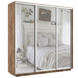 Шкаф-купе Экспресс 3-х дверный ( Зеркало) Крафт табачный