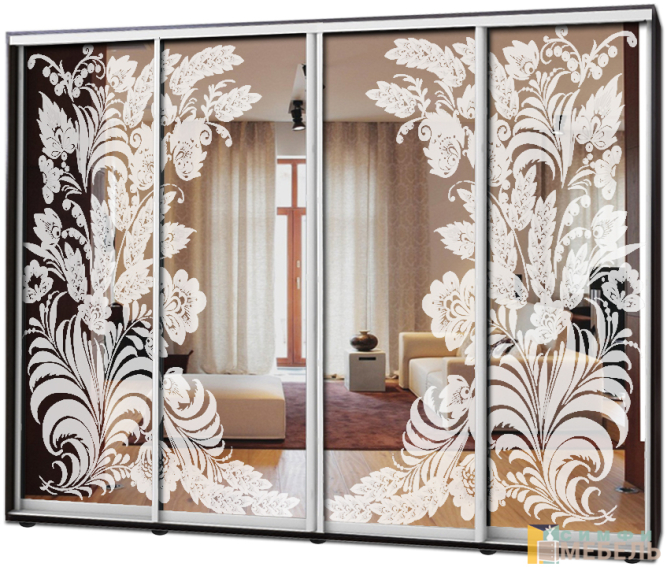 Шкаф купе 4х дв Пескоструй № 30