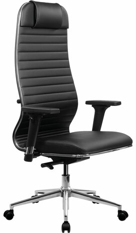 Кресло МЕТТА "ErgoLife" 10 B1-117D, хром, синхромеханизм, 2D-подлокотники, экокожа, черное