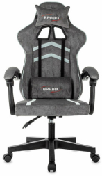 Кресло компьютерное BRABIX "Shooter GM-123", 2 подушки, ткань, серое, 533192