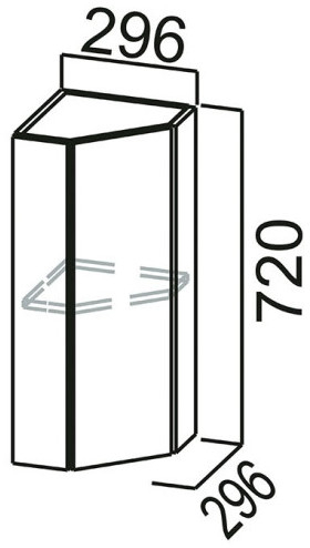 Шкаф навесной Ш300тз (торцевой закрытый) Грейвуд