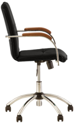 Кресло "Samba GTP", деревянные накладки, хром, кожзам черный