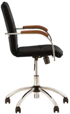 Кресло "Samba GTP", деревянные накладки, хром, кожзам черный