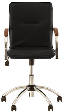 Кресло "Samba GTP", деревянные накладки, хром, кожзам черный