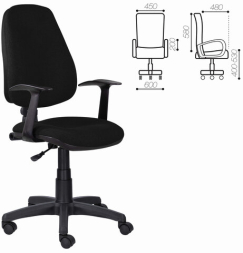 Кресло BRABIX "Comfort MG-321", регулируемая эргономичная спинка, ткань, черное, 532556