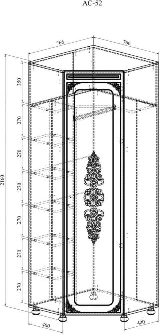 Шкаф угловой Ассоль плюс АС-52К (правый) ваниль