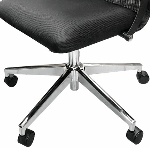 Кресло офисное МЕТТА "К-4-Т" хром, прочная сетка, сиденье и спинка регулируемые, голубое