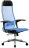 Кресло офисное МЕТТА "К-4-Т" хром, прочная сетка, сиденье и спинка регулируемые, голубое