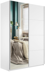 Шкаф-купе Прайм 2-х дверный (ЛДСП/Зеркало)Белый снег