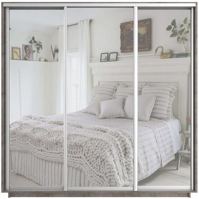 Шкаф-купе Экспресс 3-х дверный ( Зеркало) Бетон