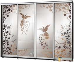 Шкаф купе 4х дв Пескоструй фон матовый № 1