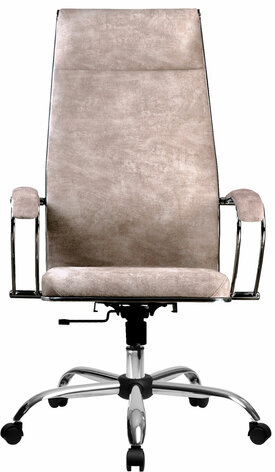 Кресло офисное МЕТТА "L1m 42", хром, сиденье и спинка мягкие, велюр, бежевое
