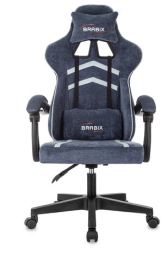Кресло компьютерное BRABIX ''Shooter GM-123'', 2 подушки, ткань, синее/серое, 533212
