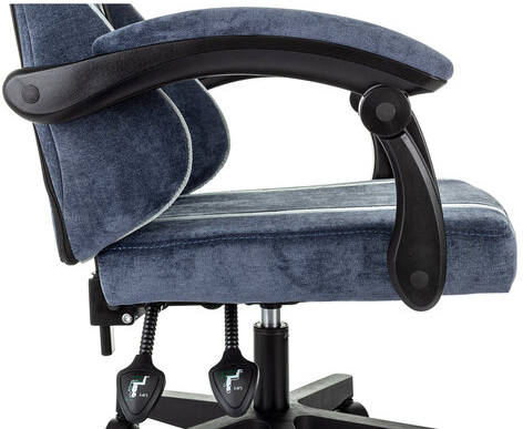 Кресло компьютерное BRABIX ''Shooter GM-123'', 2 подушки, ткань, синее/серое, 533212