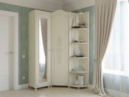 Шкаф угловой с зеркалом Ассоль плюс АС-522К (левый с короной) ваниль